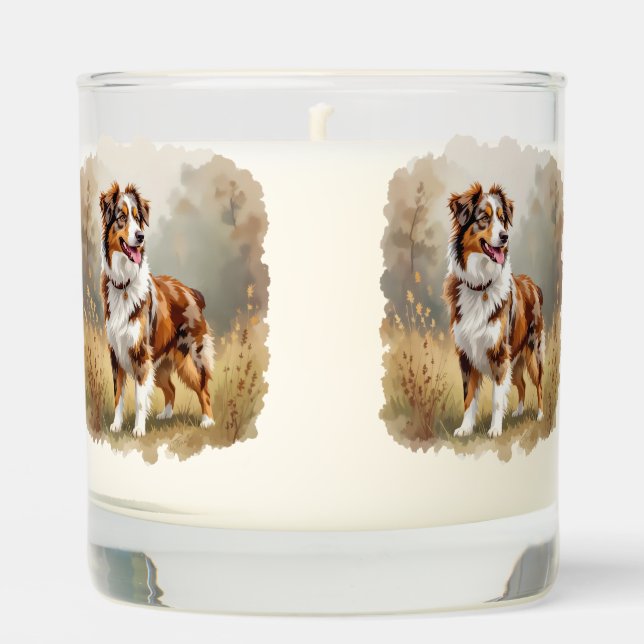 Australian Shepherd Dog Red Merle Aussie Scented Candle (Front)
