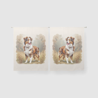 Australian Shepherd Dog Red Merle Aussie Sheer Curtains
