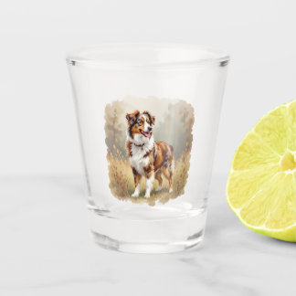 Australian Shepherd Dog Red Merle Aussie Shot Glass