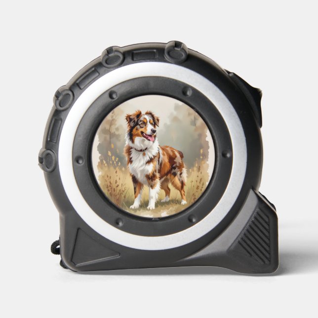 Australian Shepherd Dog Red Merle Aussie Tape Measure (Front)
