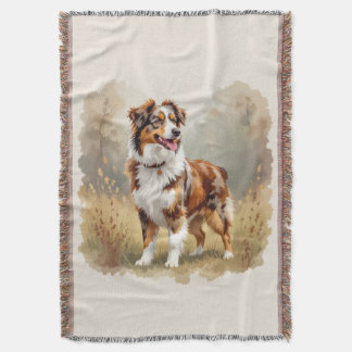 Australian Shepherd Dog Red Merle Aussie Throw Blanket
