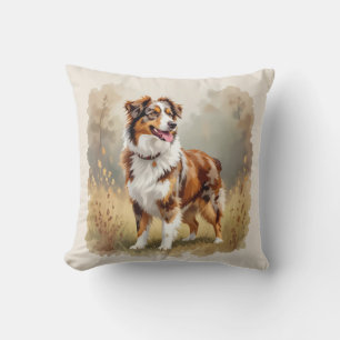 Australian Shepherd Dog Red Merle Aussie Throw Pillow