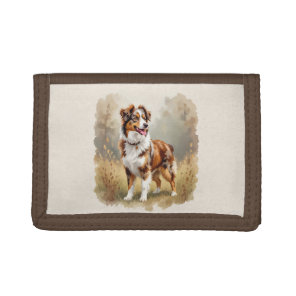 Australian Shepherd Dog Red Merle Aussie Tri-fold Wallet