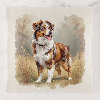 Australian Shepherd Dog Red Merle Aussie Trinket Tray