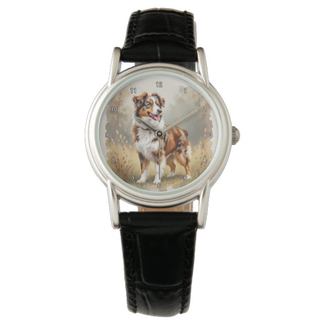 Australian Shepherd Dog Red Merle Aussie Watch (Front)