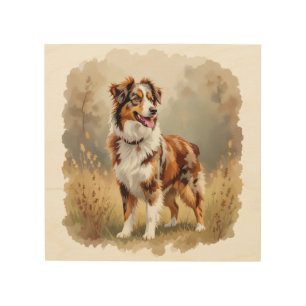 Australian Shepherd Dog Red Merle Aussie Wood Wall Art