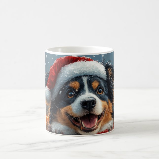 Australian Shepherd Dog Roller Coaster Christmas Coffee Mug (Center)