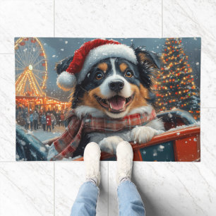 Australian Shepherd Dog Roller Coaster Christmas Doormat