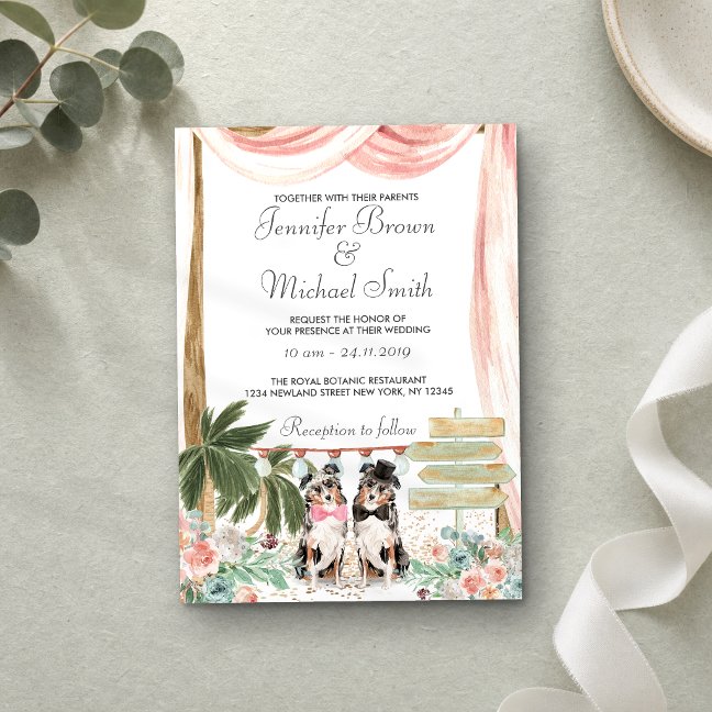 Australian Shepherd Dog Rustic Invitation