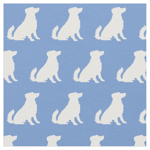 Australian Shepherd Dog Silhouette Light Blue Fabric