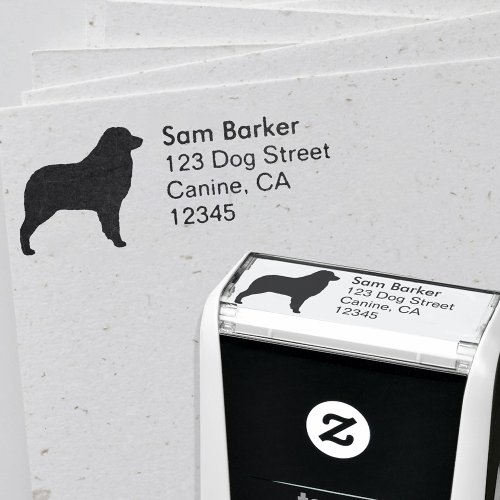 Australian Shepherd Dog Silhouette Return Address Self_inking Stamp