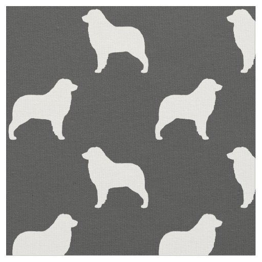 Australian Shepherd Dog Silhouettes Grey and White Fabric