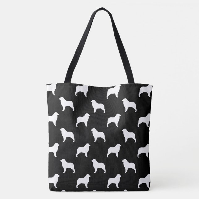 Australian Shepherd Dog Silhouettes Patterned Tote Bag (Back)