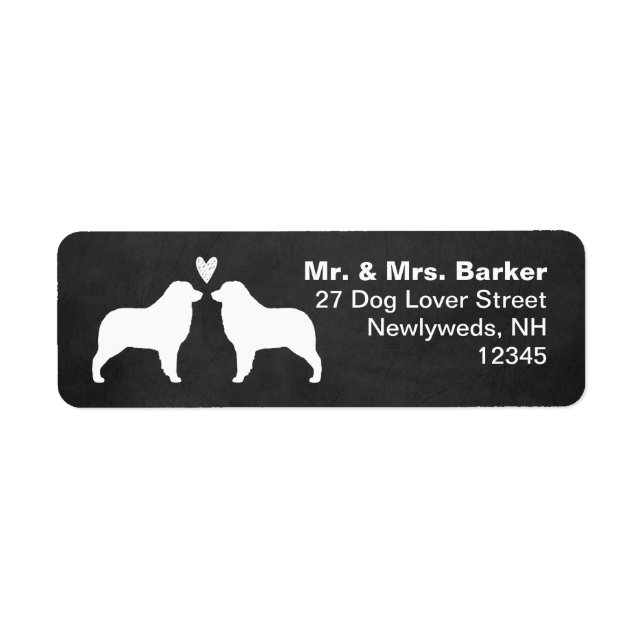 Australian Shepherd Dog Silhouettes with Heart Label (Front)