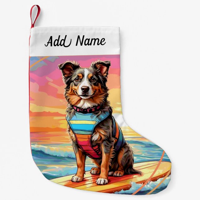 Australian Shepherd Dog Small Christmas Stocking (Front)