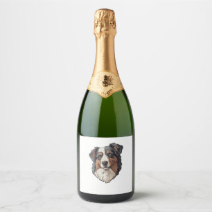Australian shepherd Dog Sparkling Wine Label