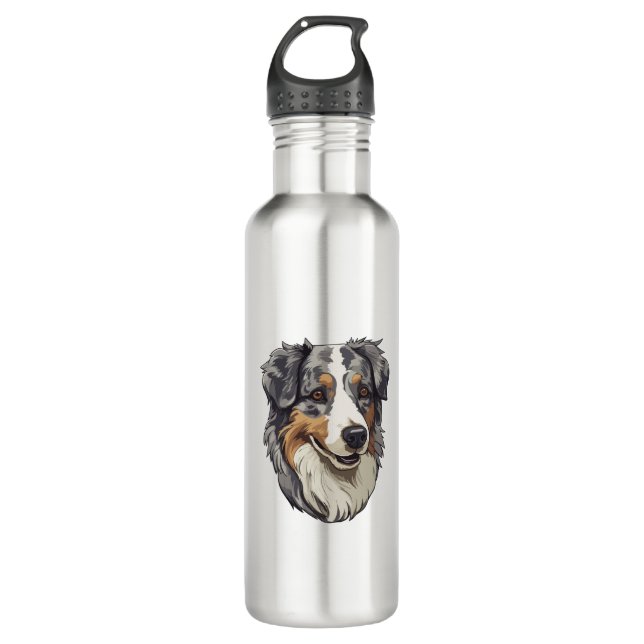 Australian shepherd Dog   Stainless Steel Water Bottle (Front)