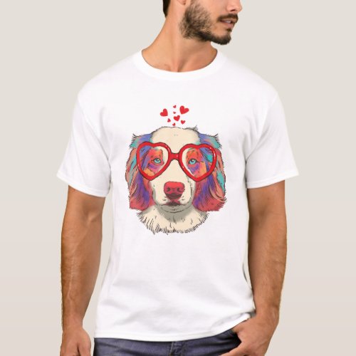Australian Shepherd Dog Sunglasses Love Heart Dog T_Shirt