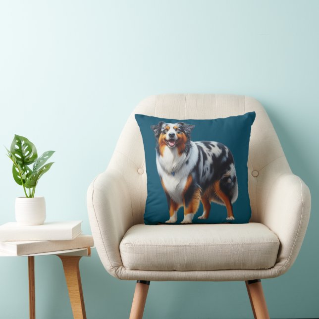 Australian Shepherd Dog Throw Pillow (Chair)