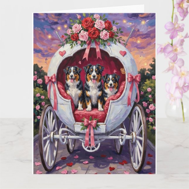 Australian Shepherd Dog Valentine's Day  Card (Orchid)
