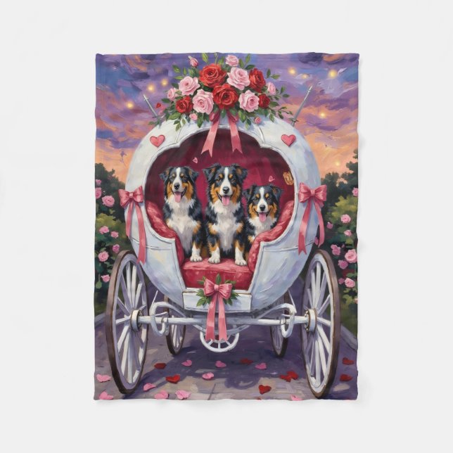 Australian Shepherd Dog Valentine's Day  Fleece Blanket (Front)