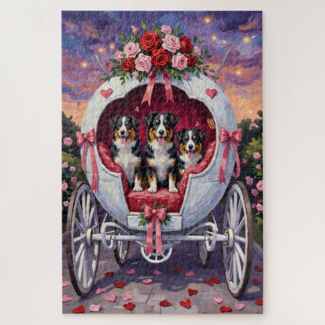 Australian Shepherd Dog Valentine's Day  Jigsaw Puzzle (Vertical)