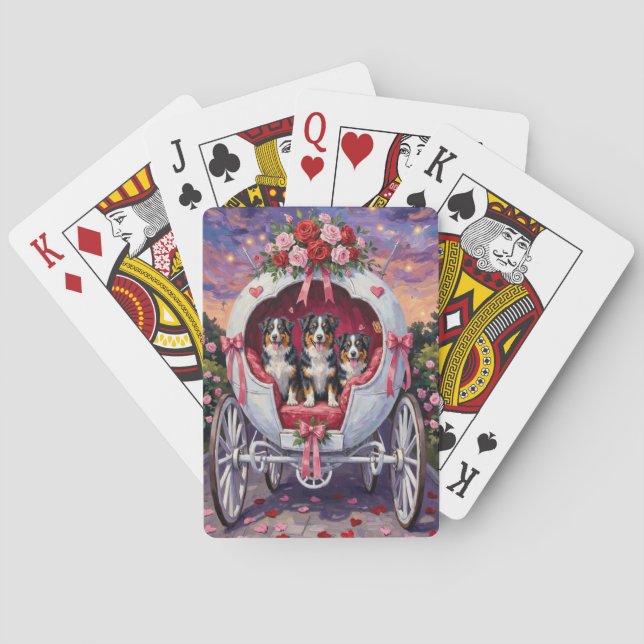 Australian Shepherd Dog Valentine's Day  Poker Cards (Back)