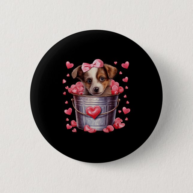 Australian Shepherd Dog Valentines Puppy Love Hear Button (Front)