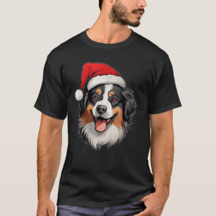 Australian Shepherd Dog Wearing Santa Hat Christma T-Shirt