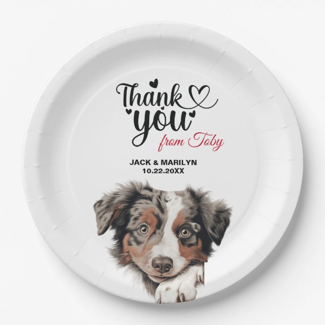 Australian Shepherd Dog Wedding Cocktail Paper Plates (Front)