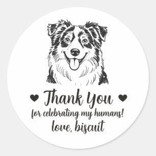 Australian Shepherd Dog Wedding Favor Stickers