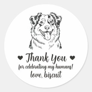 Australian Shepherd Dog Wedding Favor Stickers