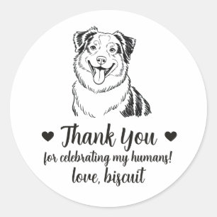 Australian Shepherd Dog Wedding Favor Stickers