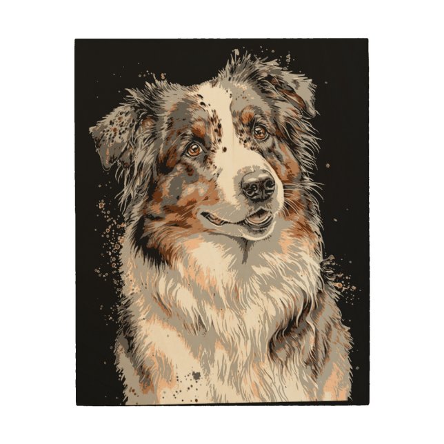 Australian Shepherd Dog Wood Wall Art (Front)