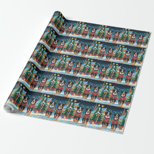 Australian Shepherd Dogs Christmas Snow Holiday Wrapping Paper