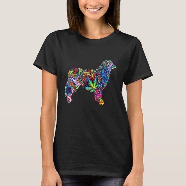 Australian Shepherd Dogs Colorful Abstract T-Shirt (Front)