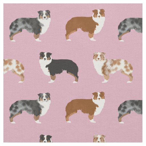 Australian Shepherd dogs dusty pink Fabric