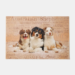Australian Shepherd dogs on Word Cloud 1 Doormat