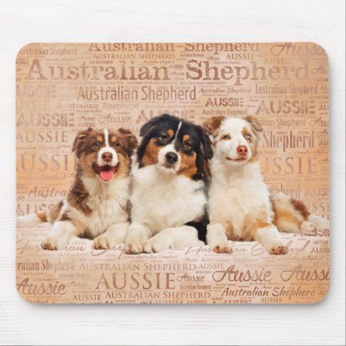 Australian Shepherd dogs  on Word Cloud 1 Mouse Pad