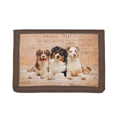 Australian Shepherd dogs  on Word Cloud 1 Trifold Wallet