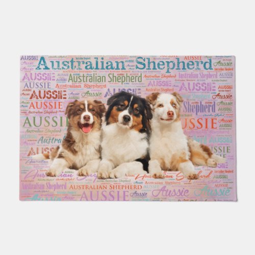Australian Shepherd dogs  on Word Cloud 2 Doormat