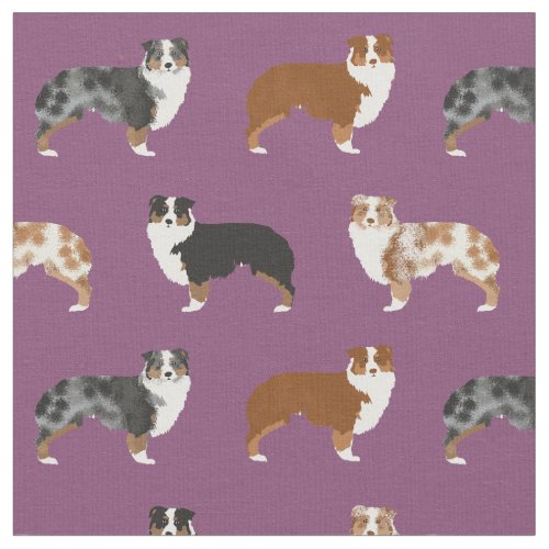 Australian Shepherd dogs purple Fabric