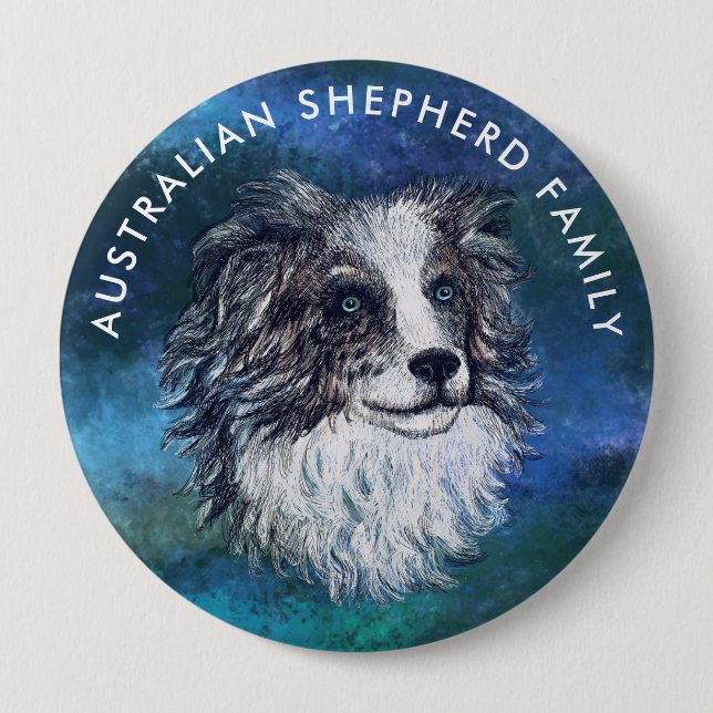 Australian shepherd drawing  button (Front)