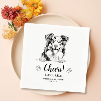 Australian Shepherd Drawing Personalized Cheers Napkins