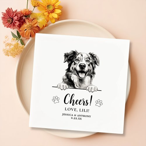 Australian Shepherd Drawing Personalized Cheers Napkins