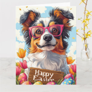 Australian Shepherd Easter Eggs Card