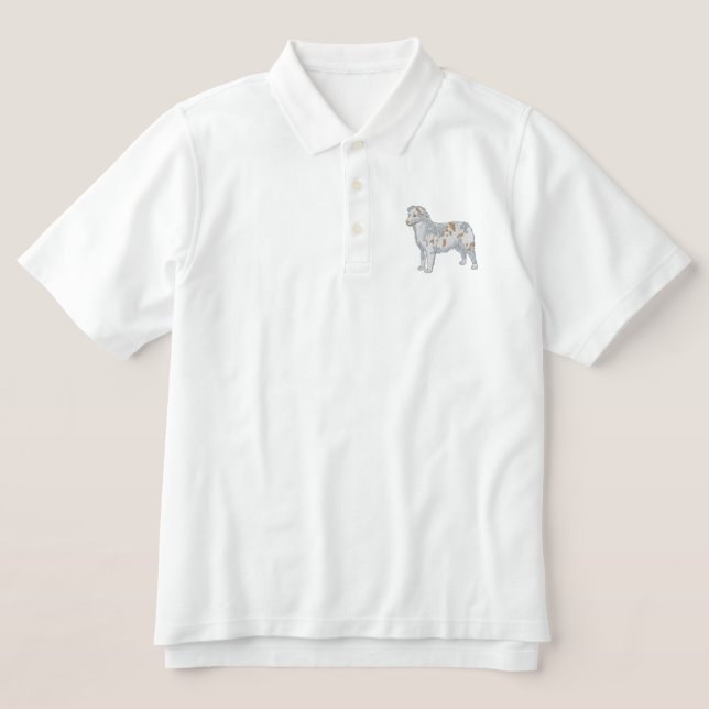 Australian Shepherd Embroidered Polo Shirt (Design Front)
