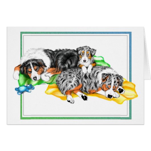 Australian Shepherd Family Nap Card (Front Horizontal)