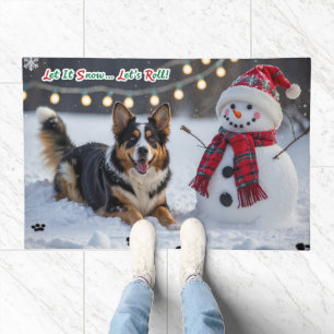 Australian Shepherd Festive Holiday Christmas Doormat