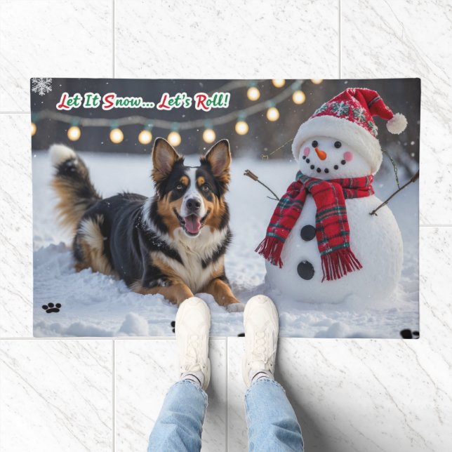 Australian Shepherd Festive Holiday Christmas  Doormat (Indoor)